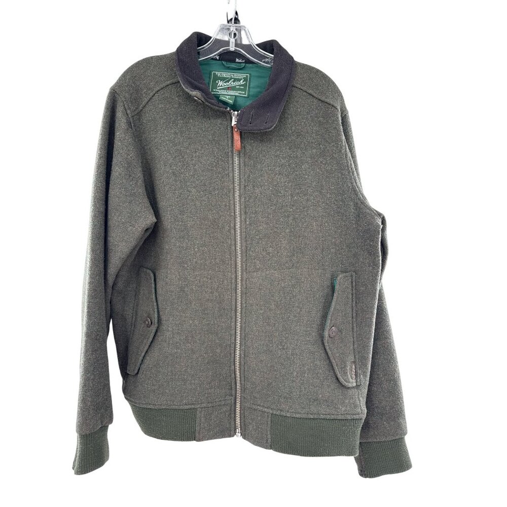 Woolrich Mens Outdoor Wool Jacket M Green Made‎ In China